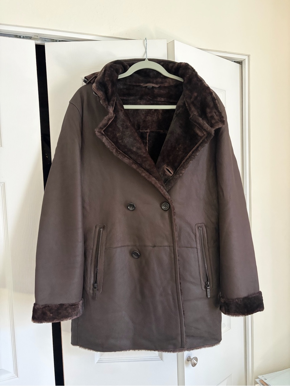 Rare Armani Collezioni Dark Brown 100% Shearling Lamb Fur Coat
